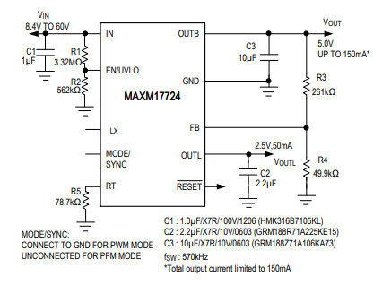 MAXM17724電源模塊DC-DC轉(zhuǎn)換器